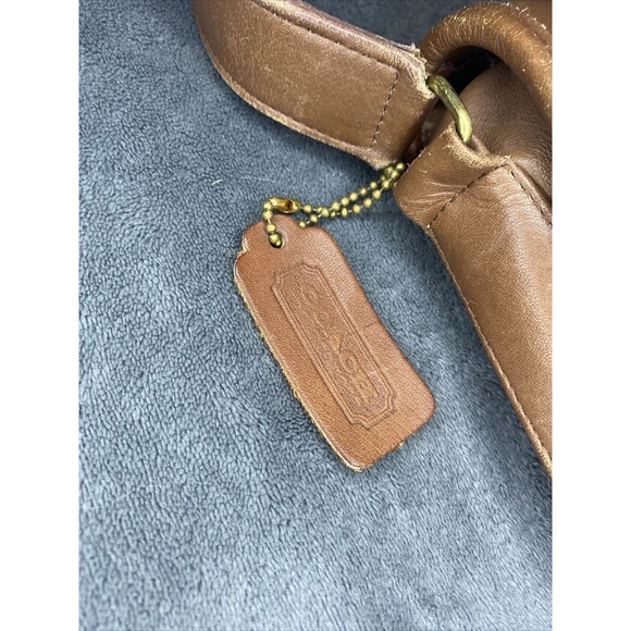 Vintage 90s Coach Bag Brown Leather Saddle Side Cross Body USA O27-9919 - Picture 4 of 7